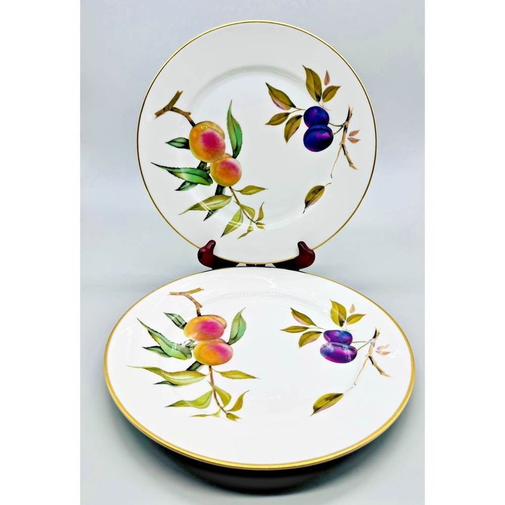Royal Worcester‎ Evesham Gold Dinner Plate 10 inch Lot of 2 Fruit Vintage